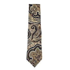 Vintage Selber Bros 100% Silk Men's Necktie-Cream/Brown/Blue Paisley